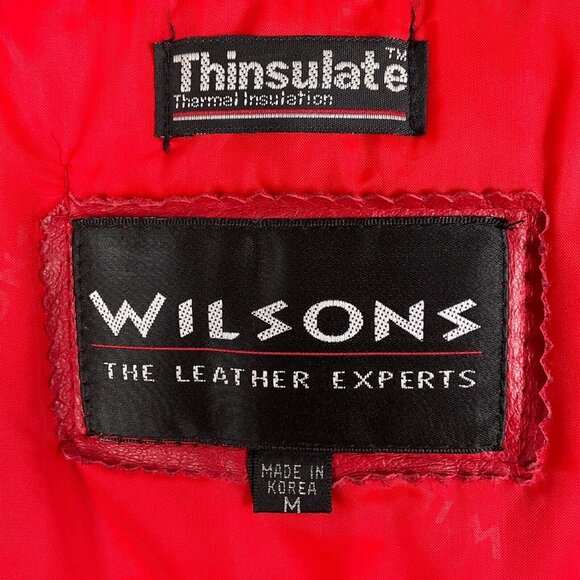 Wilsons Leather Jacket Women Medium Red Relaxed Thinsulate Thermal Retro VTG 90s - Picture 8 of 14